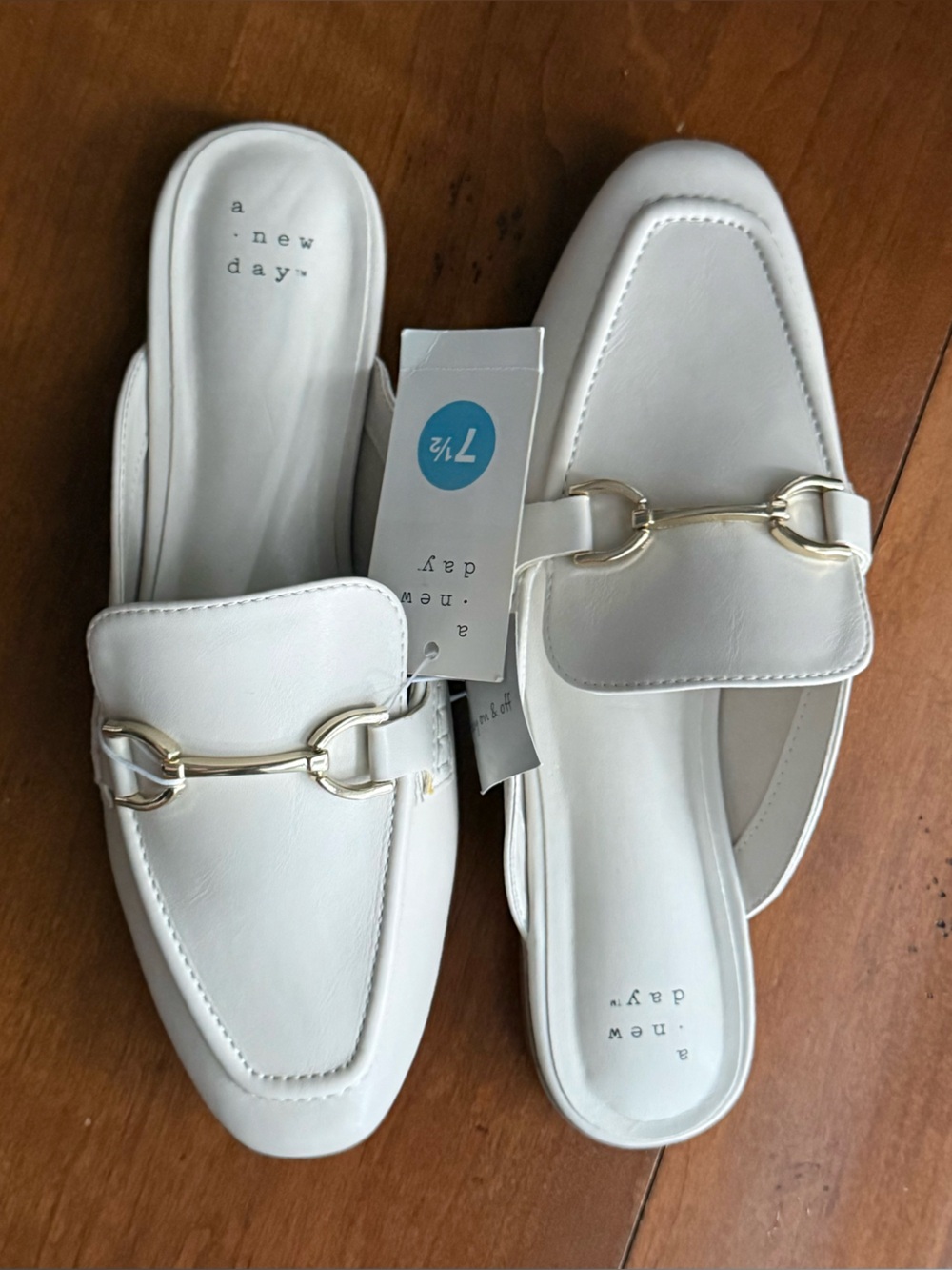 A New Day | White Slip-On Square Toe Loafer Comfort Flats, NWT | W7.5